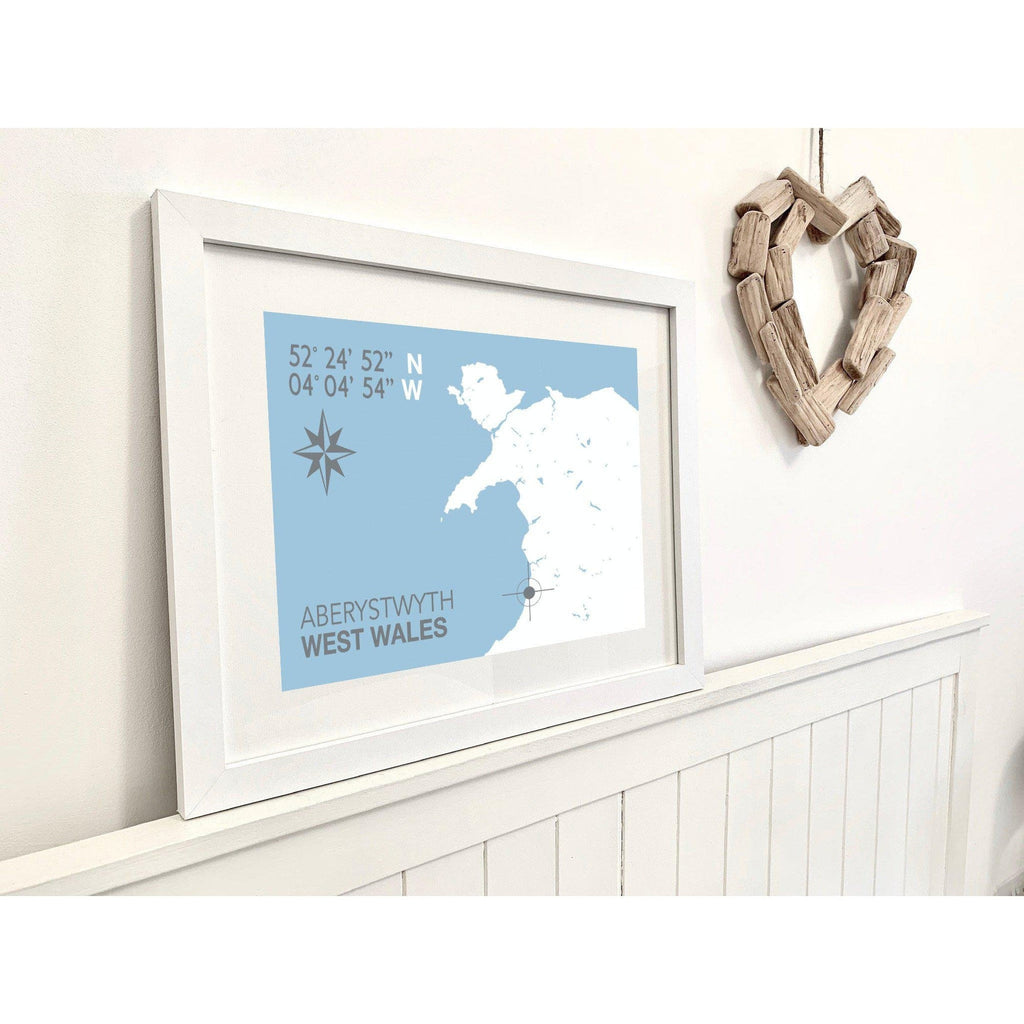 Aberystwyth Coastal Map Print-SeaKisses