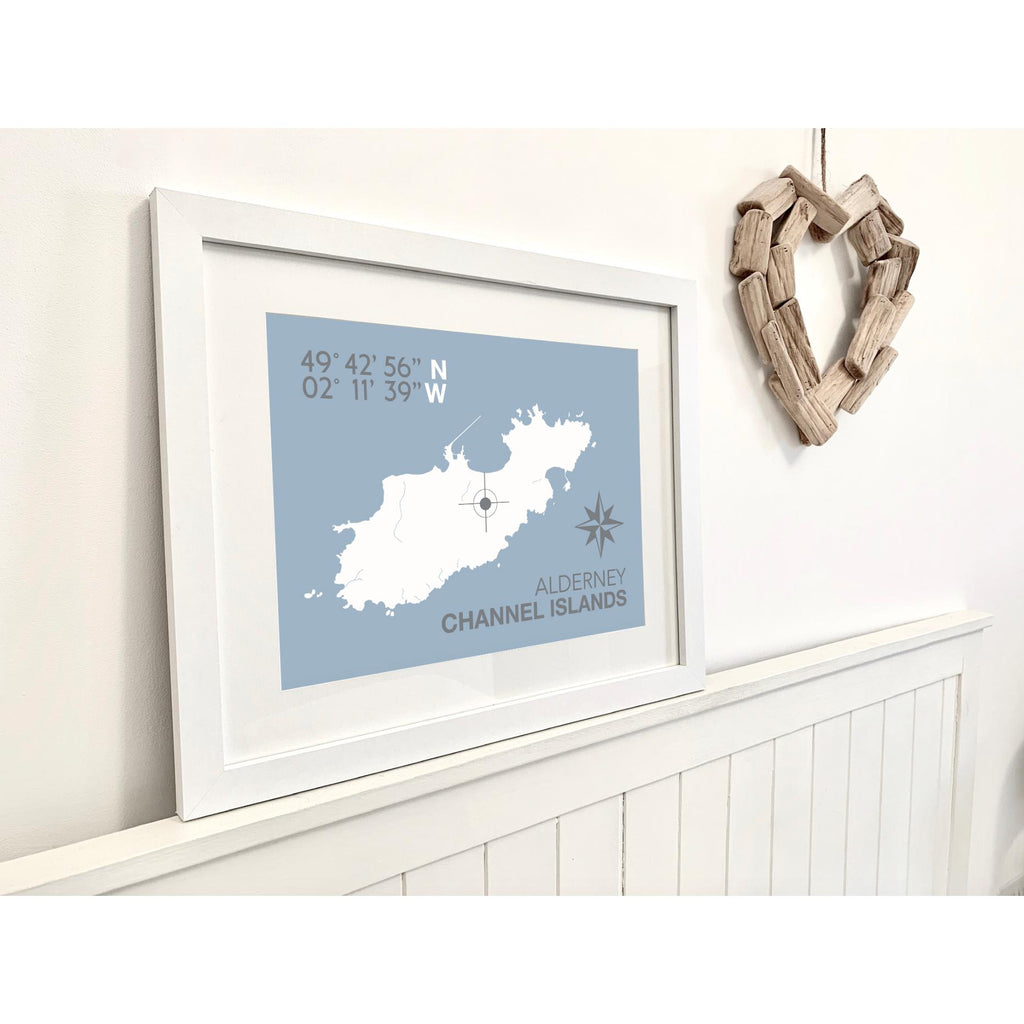 Alderney Nautical Map Seaside Print - Coastal Wall Art /Poster-SeaKisses