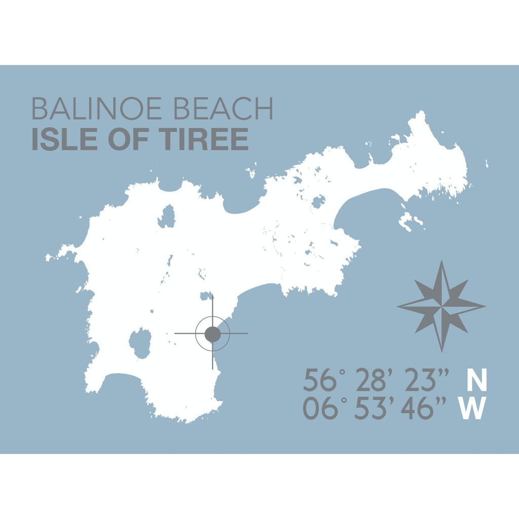 Balinoe Beach, Isle of Tiree Map Travel Print- Coastal Wall Art /Poster-SeaKisses