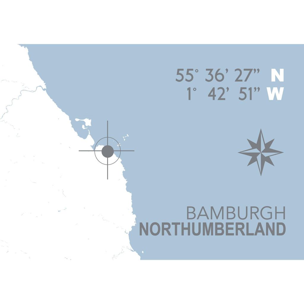 Bamburgh Coastal Map Print-SeaKisses