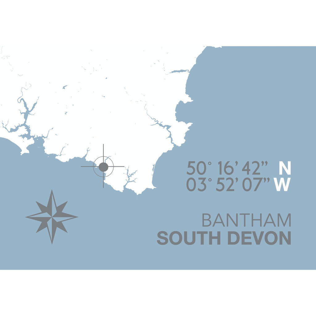 Bantham Coastal Map Print-SeaKisses
