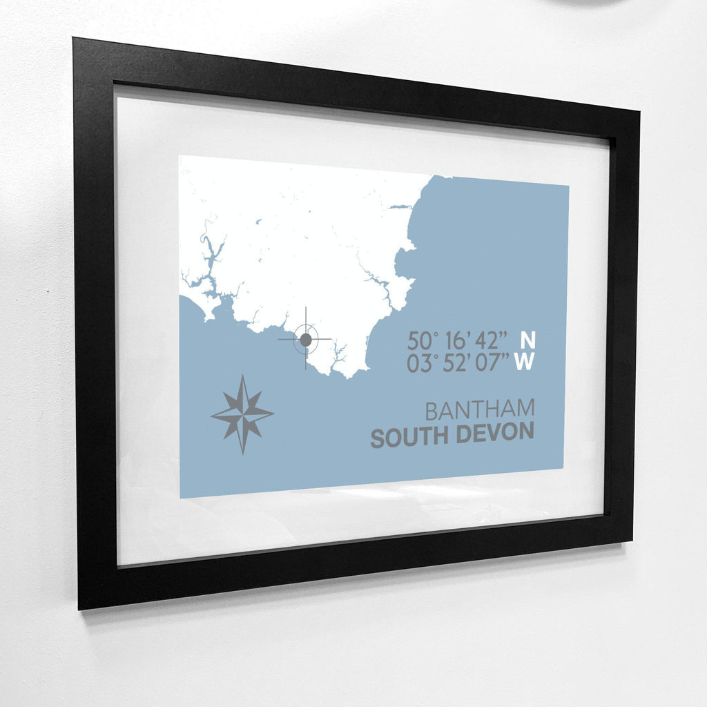 Bantham Map Travel Print- Coastal Wall Art /Poster-SeaKisses