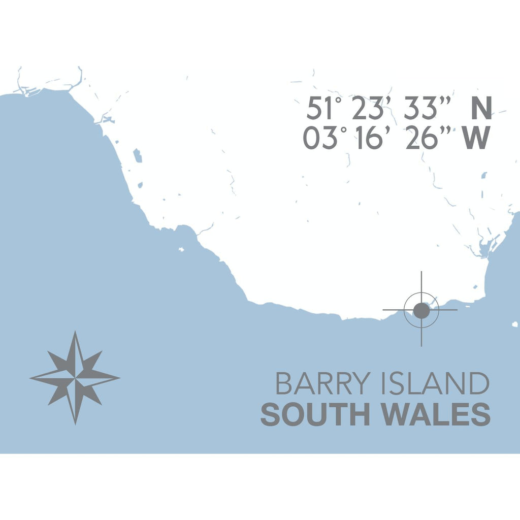 Barry Island Coastal Map Print-SeaKisses