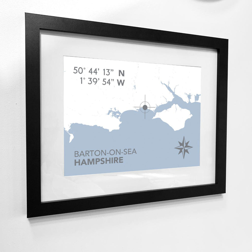 Barton-on-Sea Coastal Map Print-SeaKisses