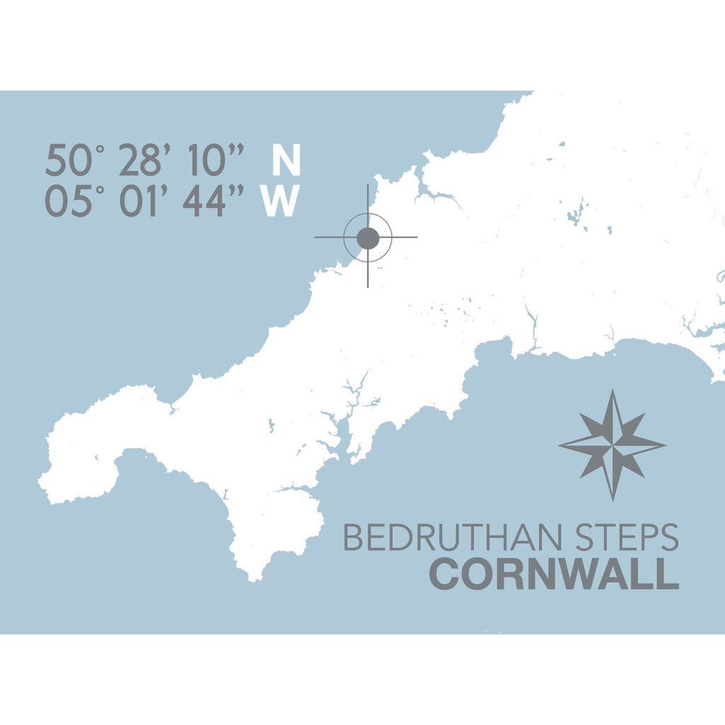 Bedruthan Steps Coastal Map Print-SeaKisses