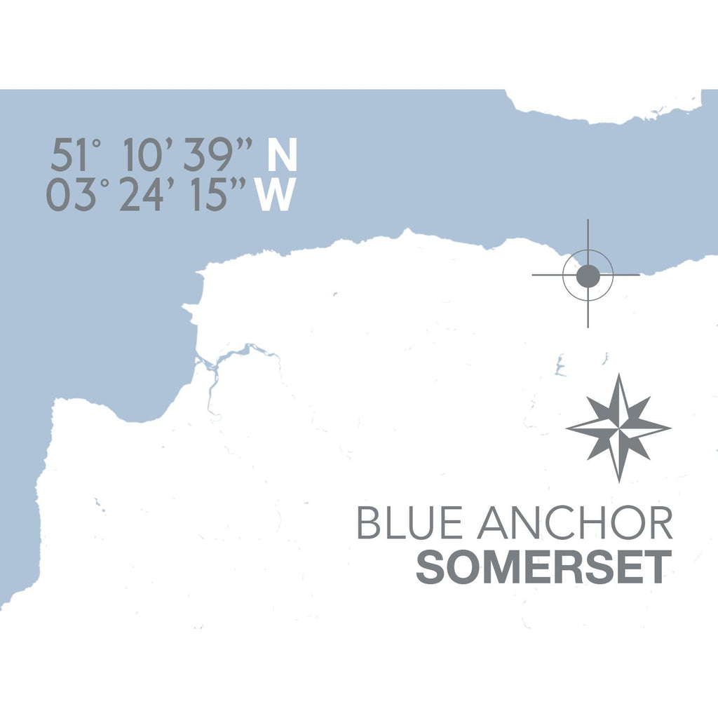 Blue Anchor Coastal Map Print-SeaKisses