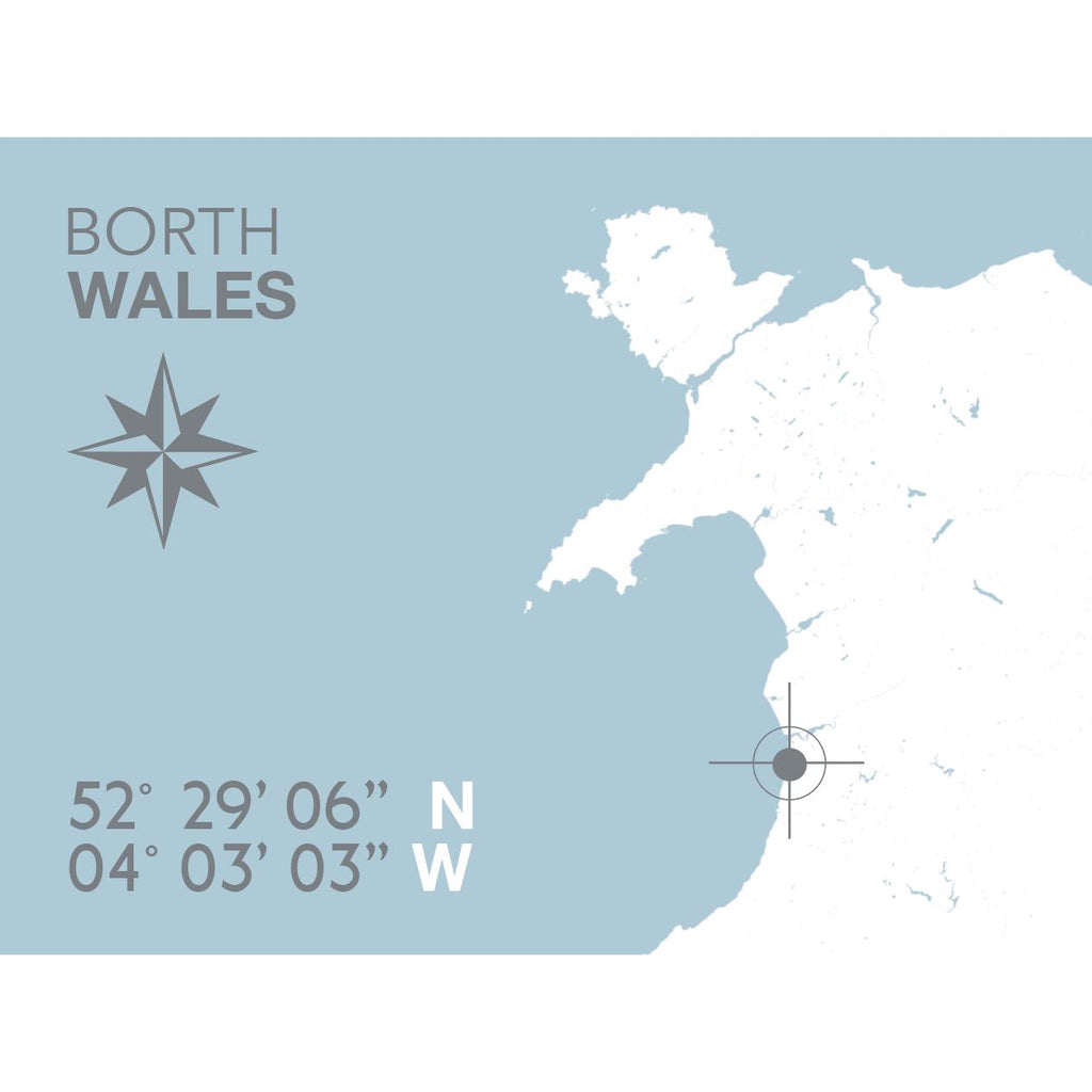 Borth Coastal Map Print-SeaKisses