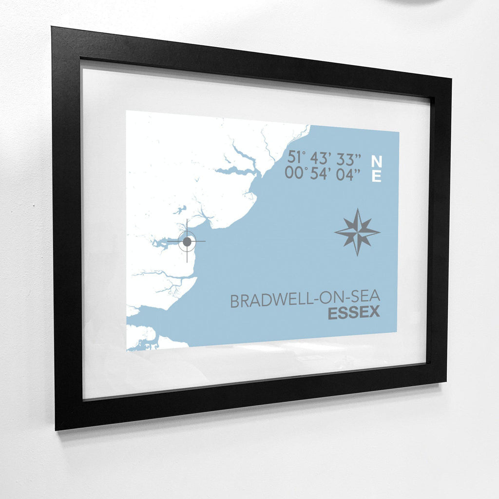 Bradwell-On-Sea Coastal Map Print-SeaKisses