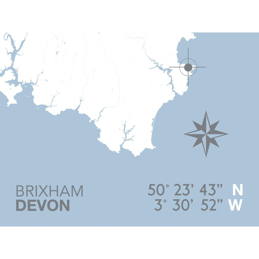 Brixham Coastal Map Print-SeaKisses