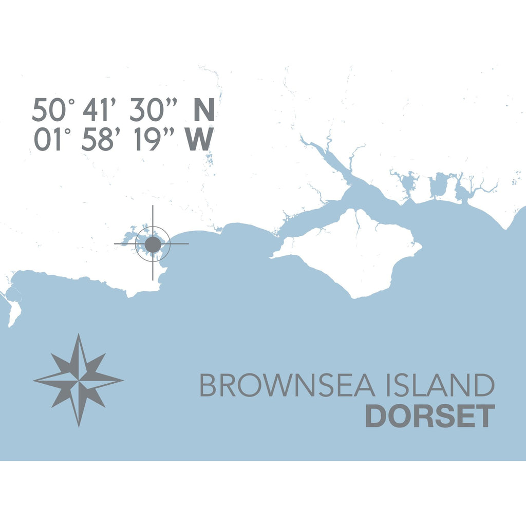 Brownsea Island Coastal Map Print-SeaKisses