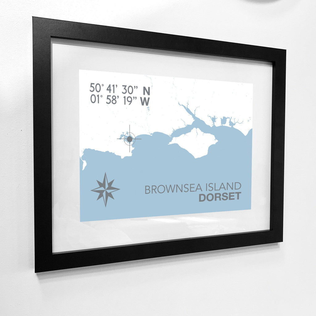 Brownsea Island Coastal Map Print-SeaKisses