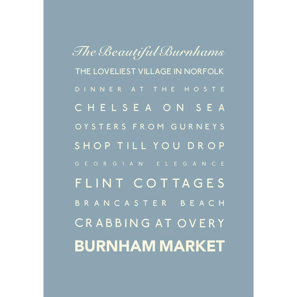 Burnham Market Typographic Travel Print- Coastal Wall Art /Poster-SeaKisses