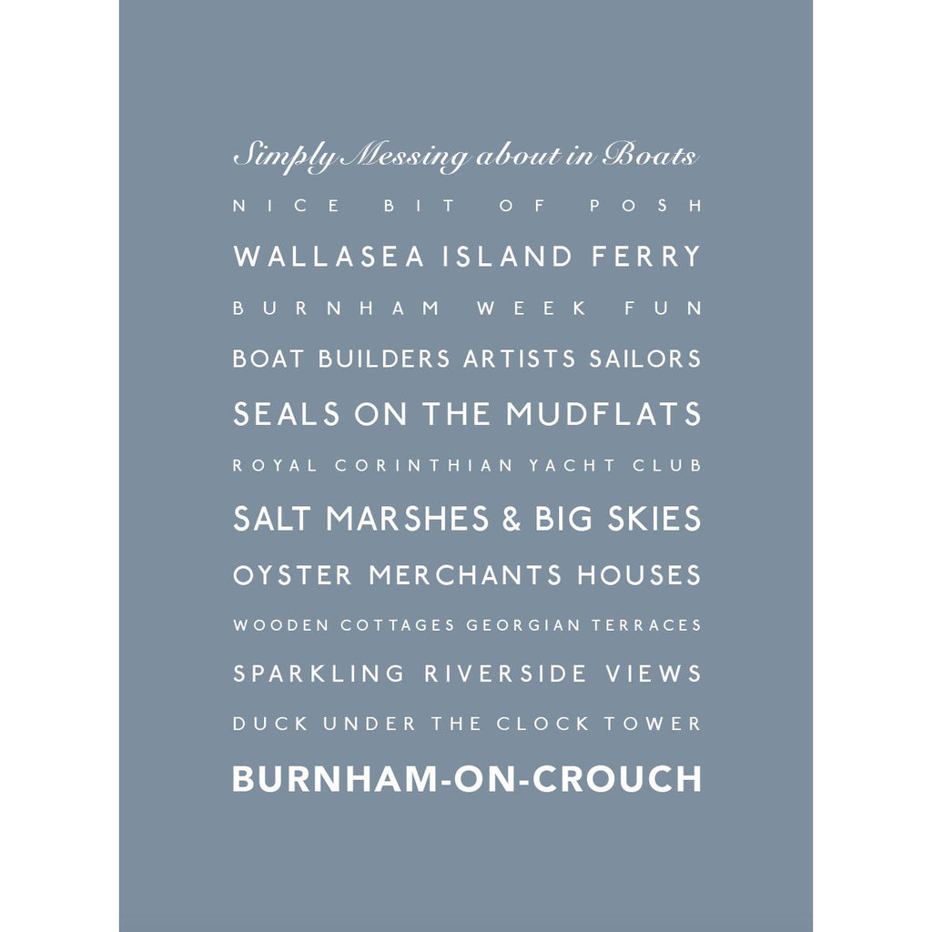 Burnham-on-Crouch Typographic Travel Print- Coastal Wall Art /Poster-SeaKisses