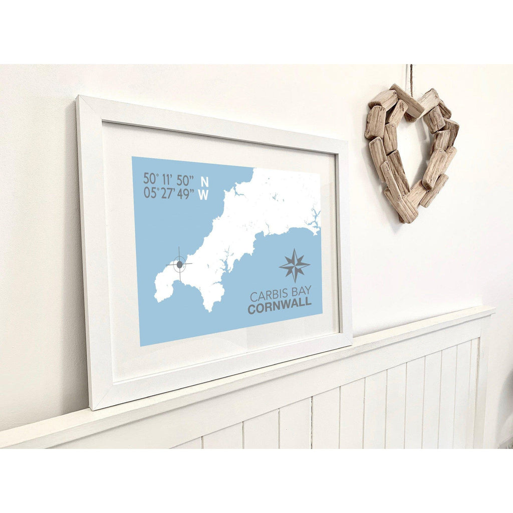 Carbis Bay Map Travel Print- Coastal Wall Art /Poster-SeaKisses