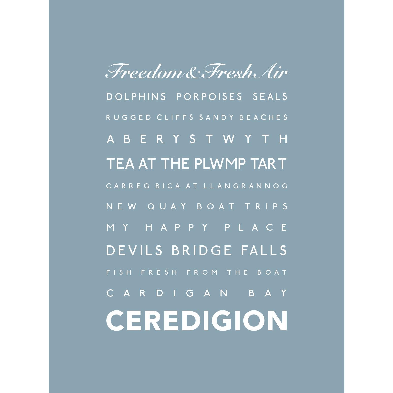 Ceredigion Typographic Print-SeaKisses