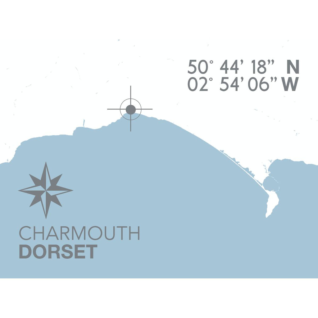 Charmouth Coastal Map Print-SeaKisses