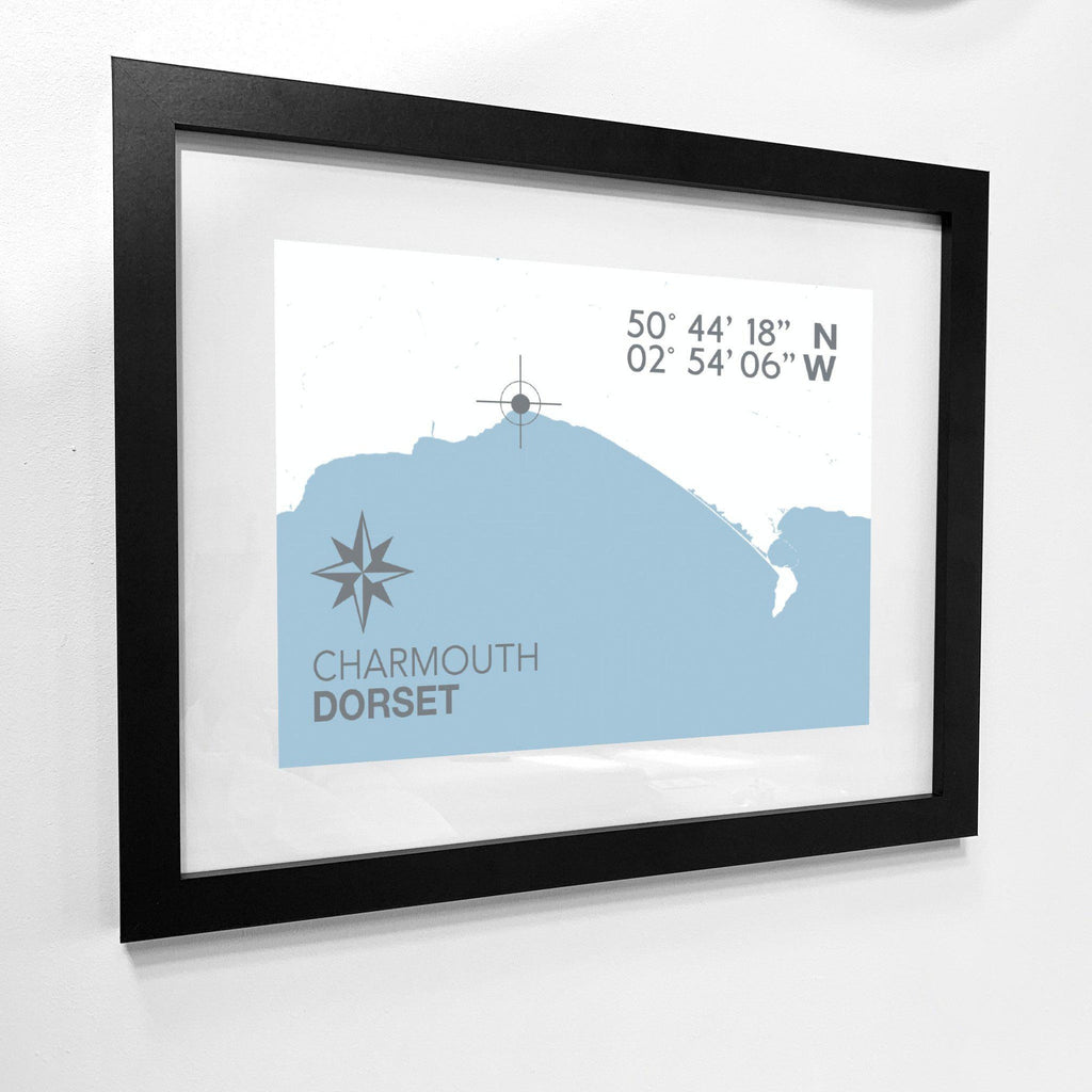 Charmouth Coastal Map Print-SeaKisses