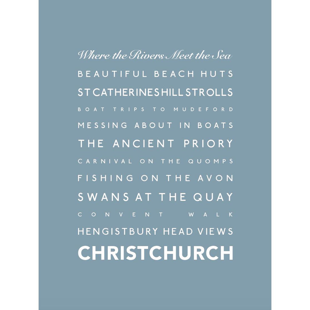 Christchurch Typographic Travel Print- Coastal Wall Art /Poster-SeaKisses