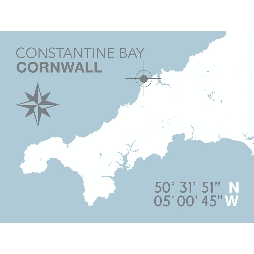 Constantine Bay Coastal Map Print-SeaKisses