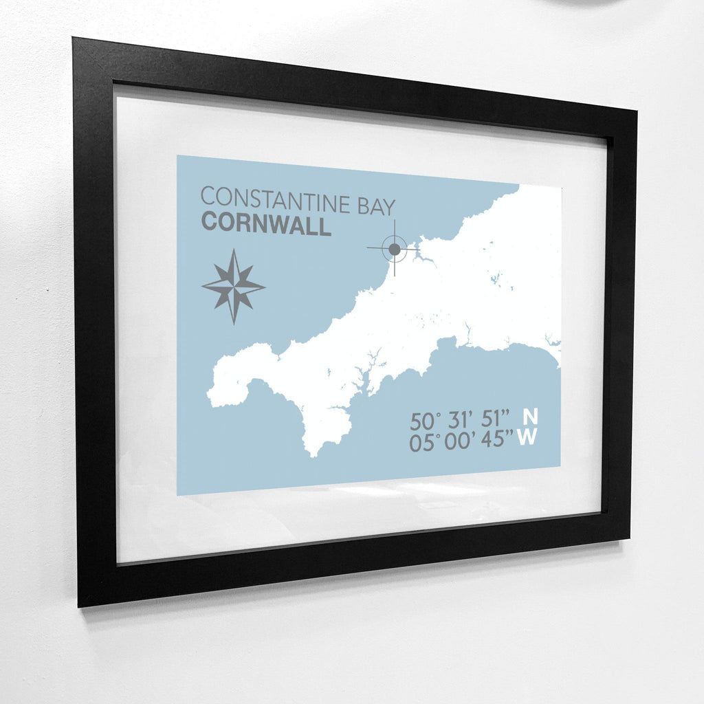 Constantine Bay Coastal Map Print-SeaKisses