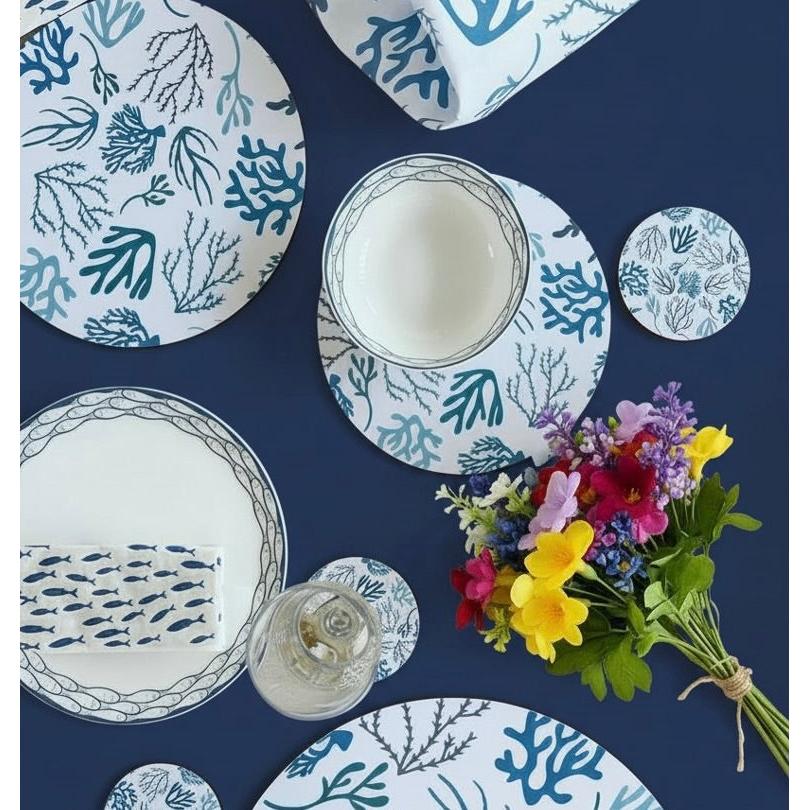 Coral Placemat & Coasters Gift Box-SeaKisses
