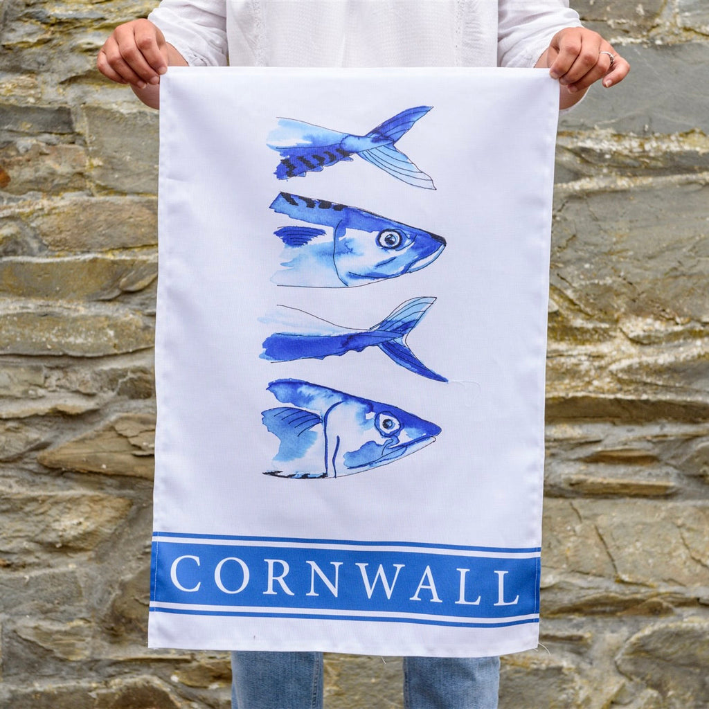 Cornwall Mackerel Design Tea Towel-SeaKisses