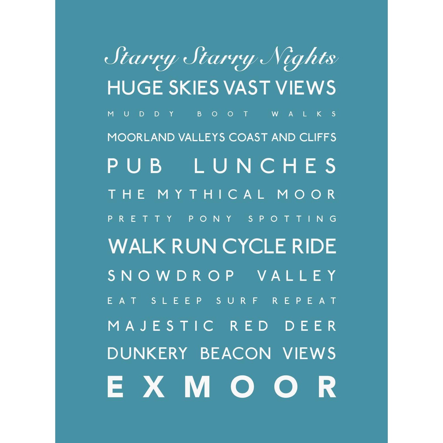 Exmoor Typographic Print-SeaKisses