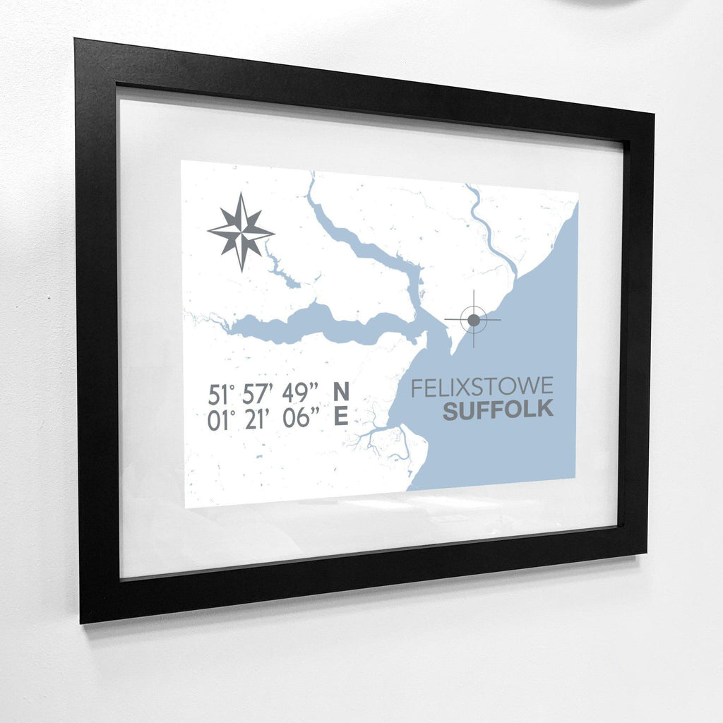 Felixstowe Coastal Map Print-SeaKisses
