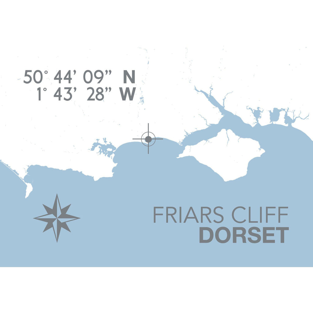 Friars Cliff Beach Coastal Map Print-SeaKisses