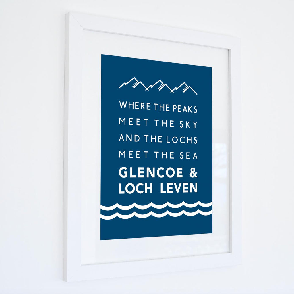Glencoe and Loch Leven Typographic Print - Coastal Wall Art /Poster-SeaKisses