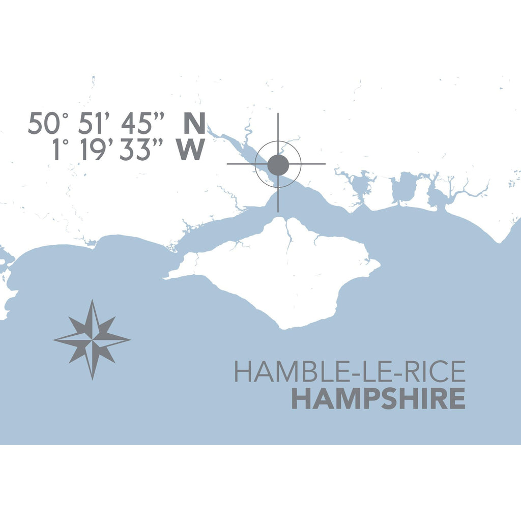 Hamble le Rice Coastal Map Print-SeaKisses