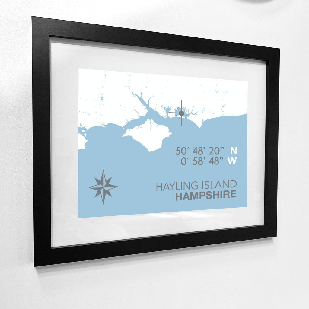 Hayling Island Coastal Map Print-SeaKisses