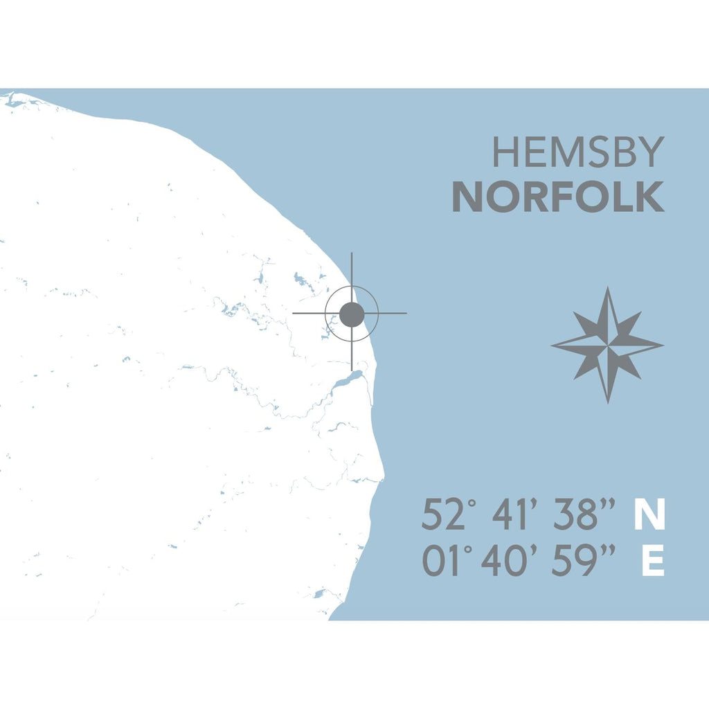 Hemsby Coastal Map Print-SeaKisses