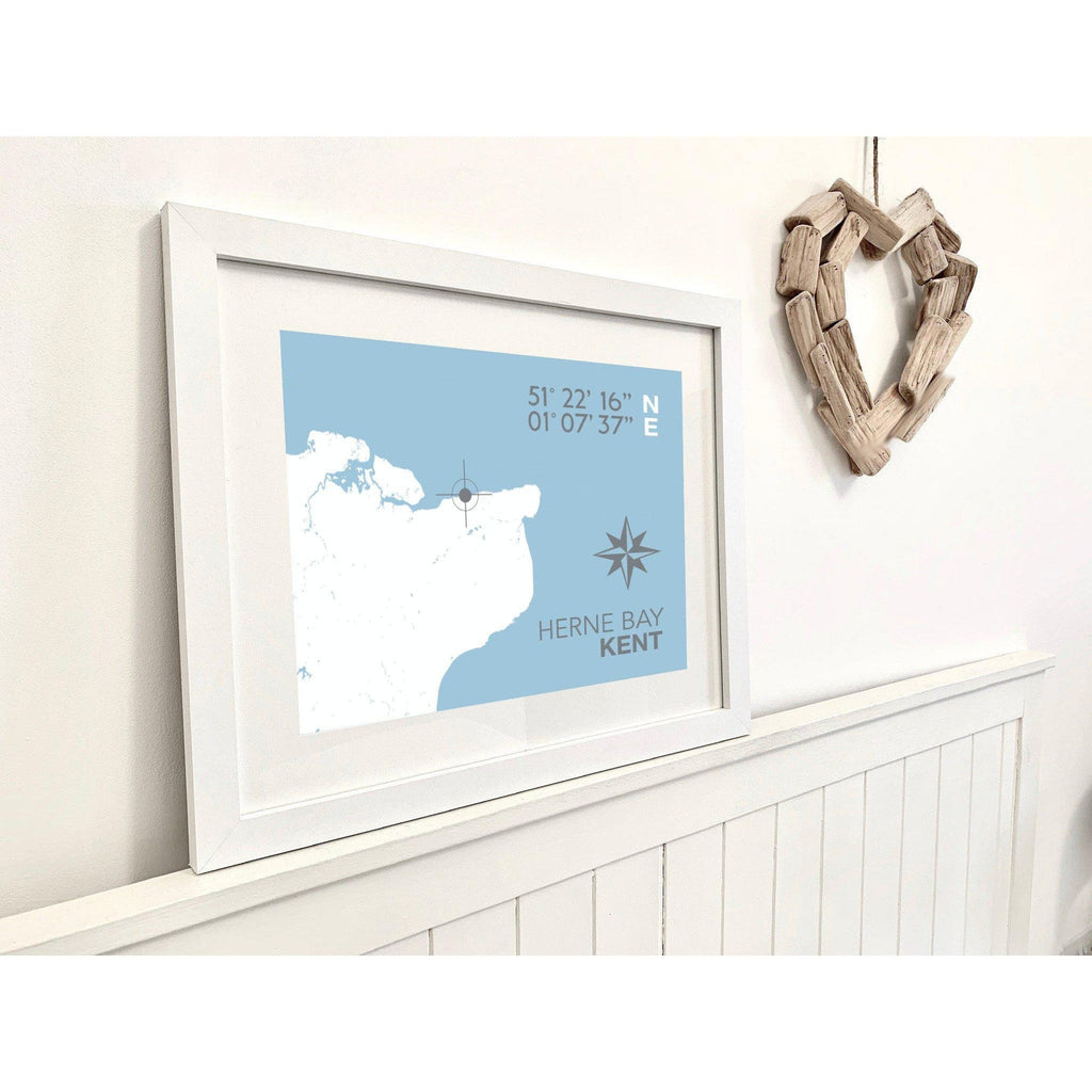 Herne Bay Coastal Map Print-SeaKisses