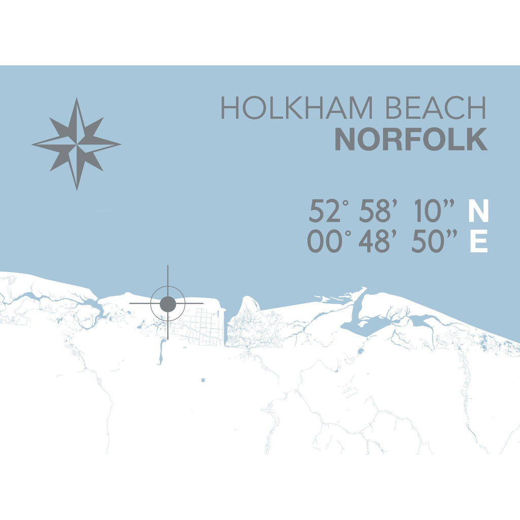 Holkham Beach Map Travel Print- Coastal Wall Art /Poster-SeaKisses