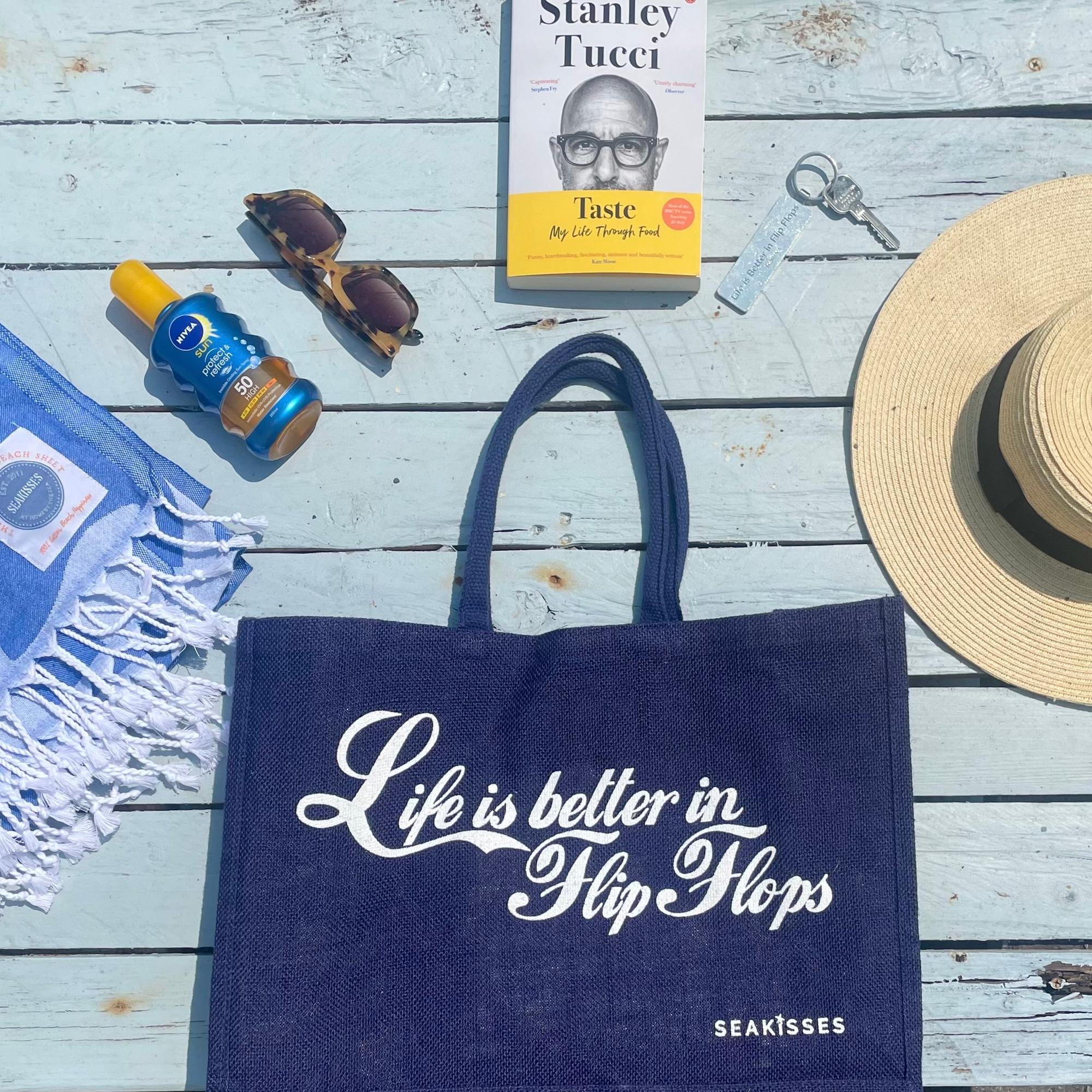 Life is Better in Flip Flops Cute Jute Bags in a Choice of Colours-SeaKisses