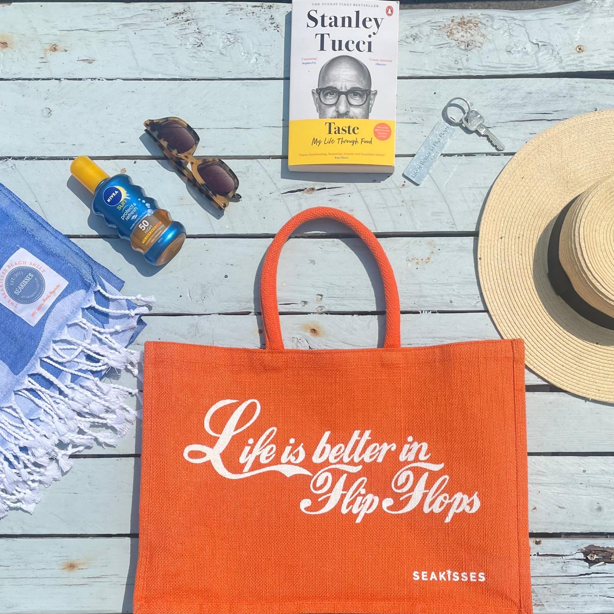 Life is Better in Flip Flops Cute Jute Bags in a Choice of Colours-SeaKisses