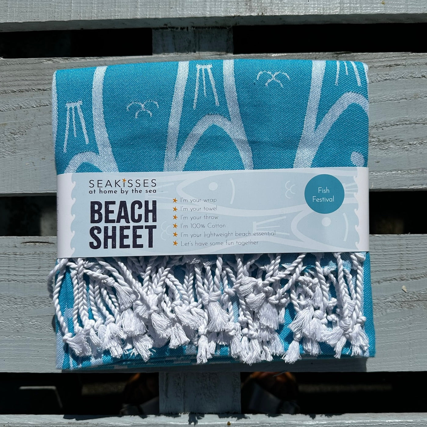 Fish Festival Beach Sheet (100% Cotton, Light-Weight Hammam Towel)-SeaKisses