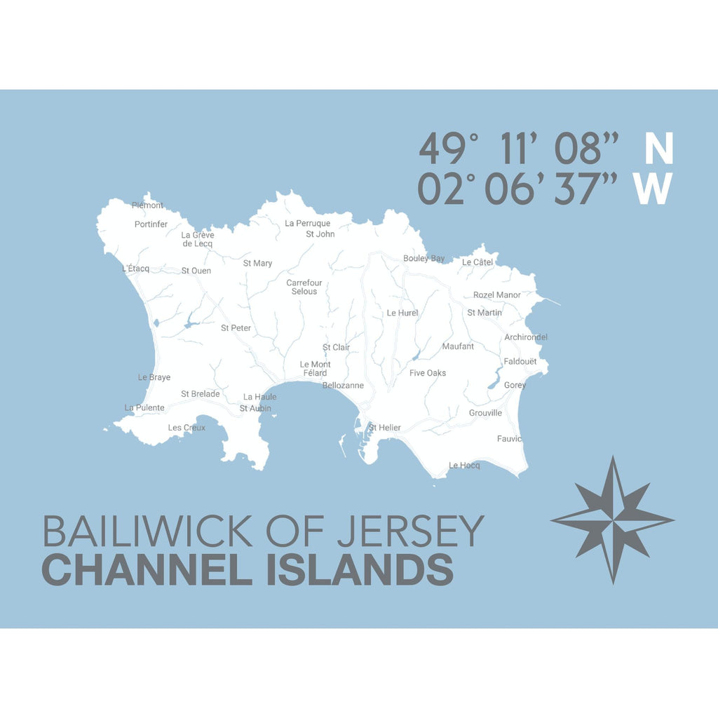 Jersey Coastal Map Print-SeaKisses