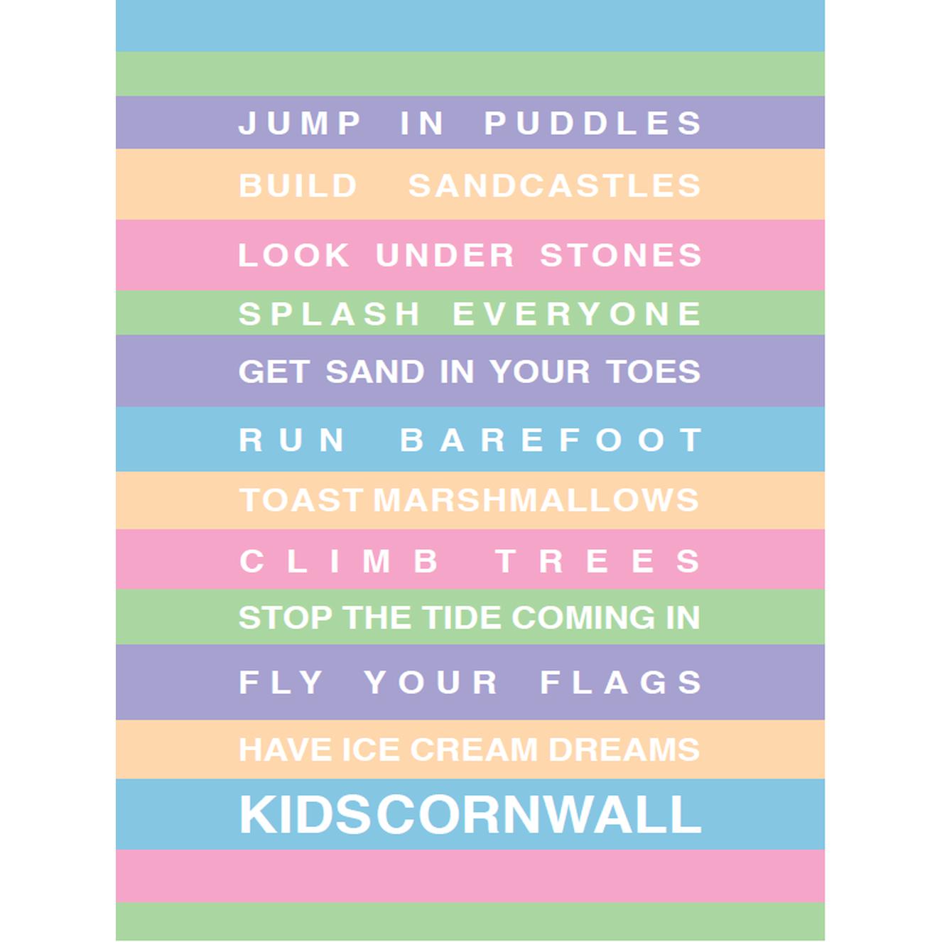 Kids Cornwall Typographic Print-SeaKisses