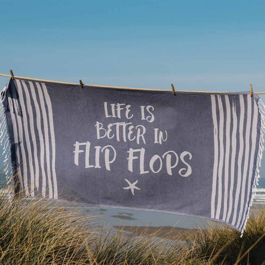 Life is Better in Flip Flops Beach Sheet (Hammam Towel)-SeaKisses