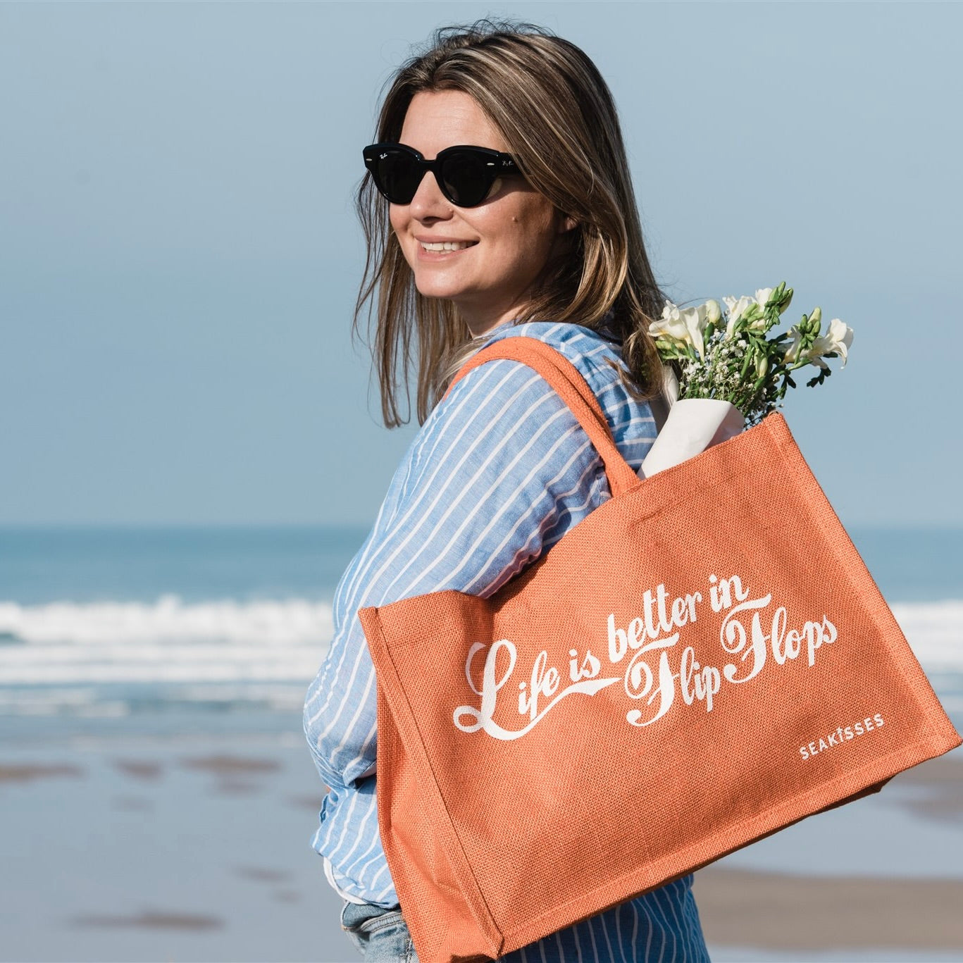 Life is Better in Flip Flops Jute Shoulder Bags - Slight Seconds-SeaKisses