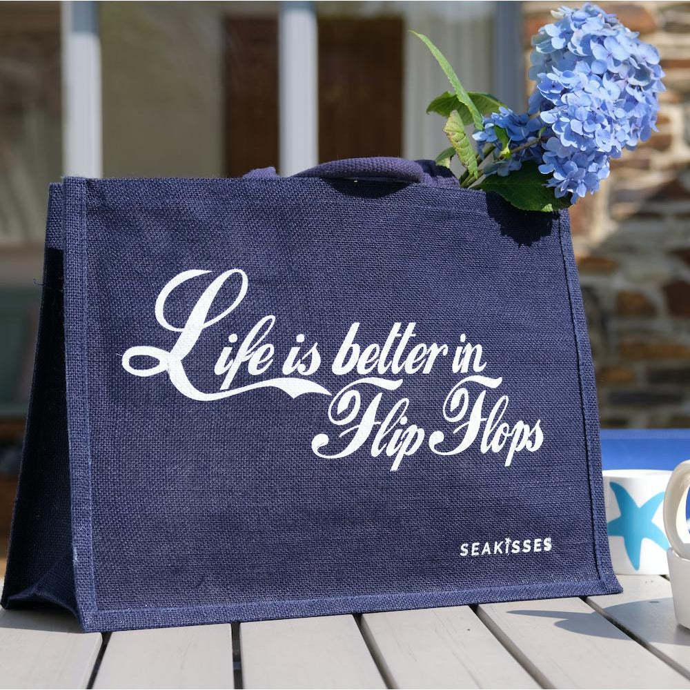 Life is Better in Flip Flops Jute Shoulder Bags - Slight Seconds-SeaKisses