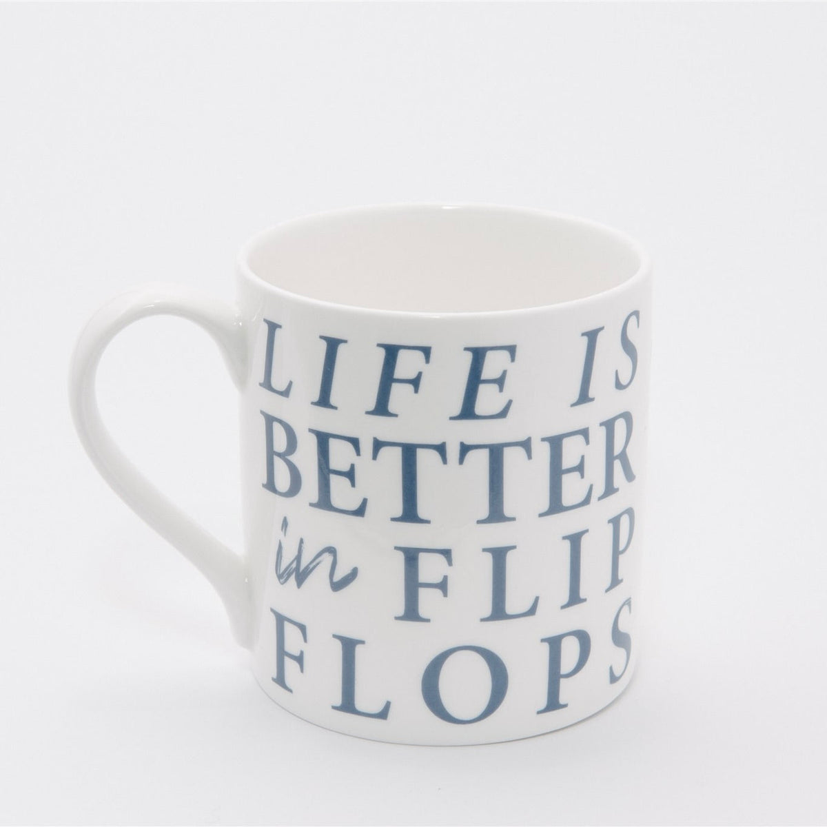 Life is Better in Flip Flops Mug, Fine Bone China, Decent Size SeaKisses