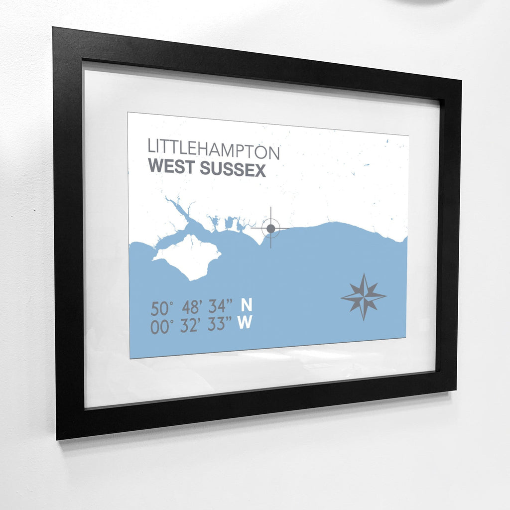 Littlehampton Coastal Map Print-SeaKisses