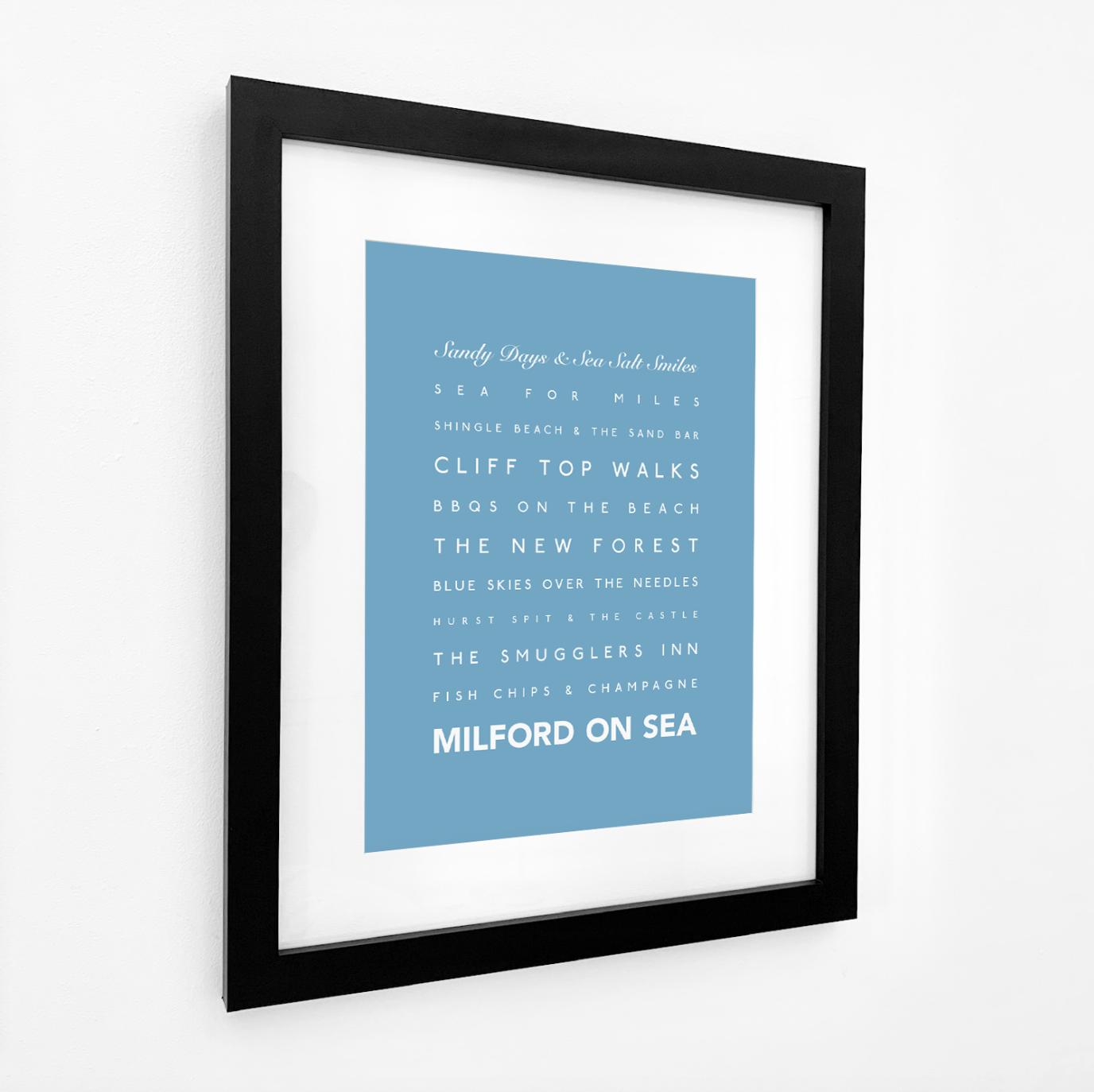 Milford-on-Sea Typographic Print-SeaKisses