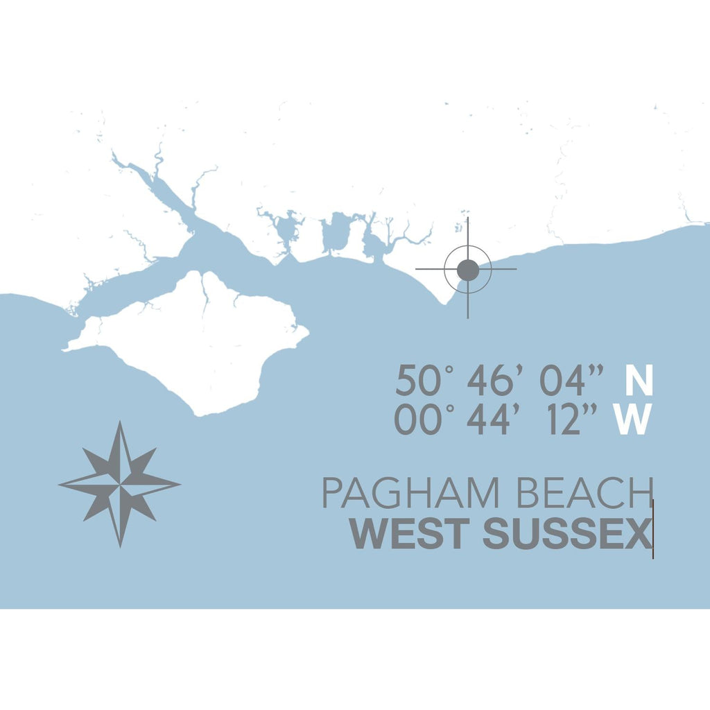 Pagham Beach Coastal Map Print-SeaKisses