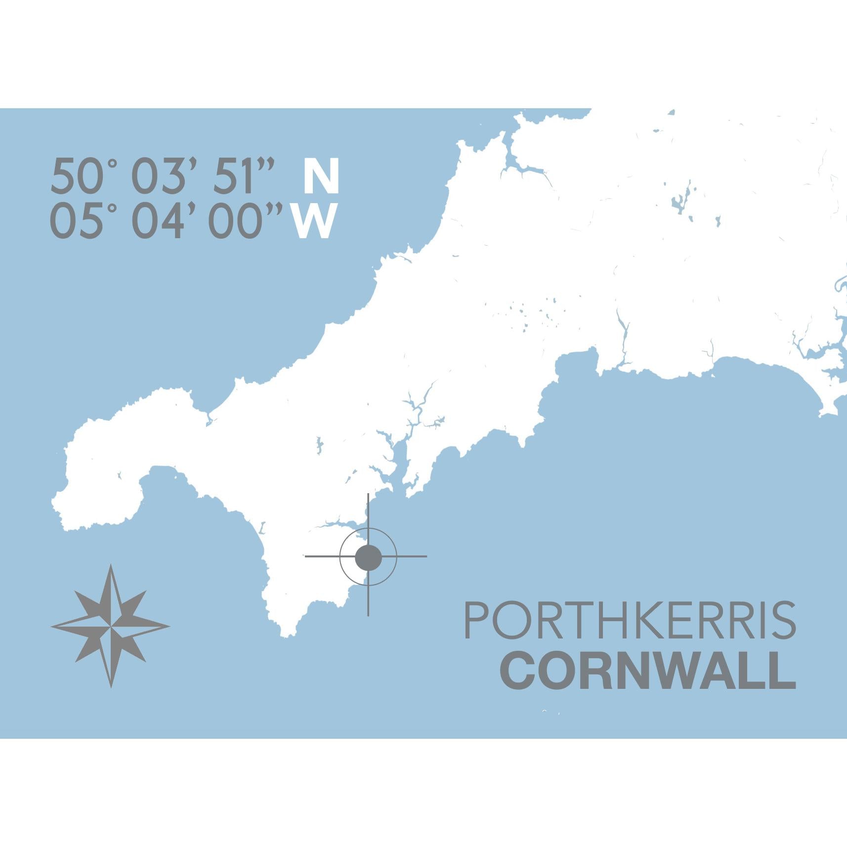 Porthkerris Coastal Map Print-SeaKisses