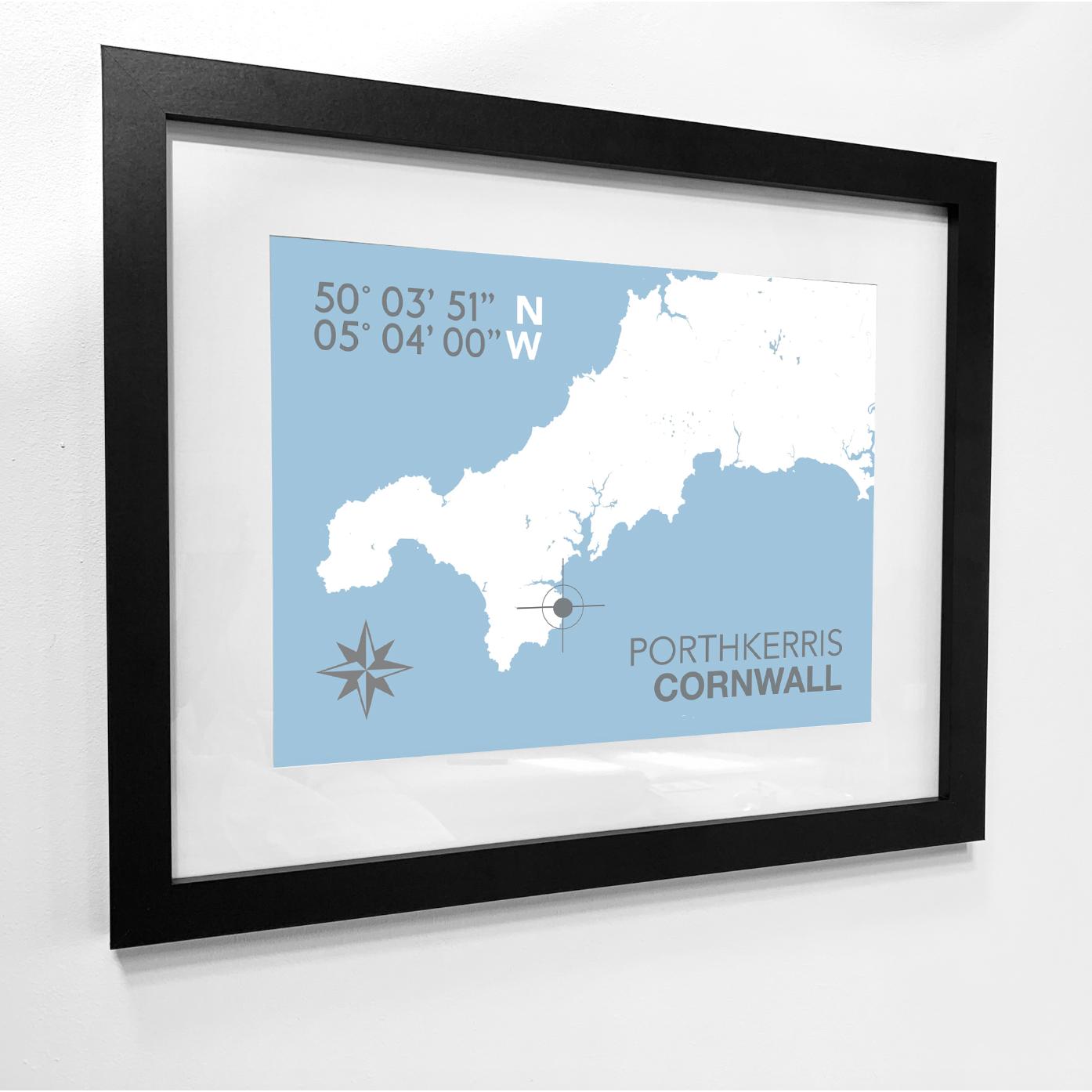 Porthkerris Coastal Map Print-SeaKisses