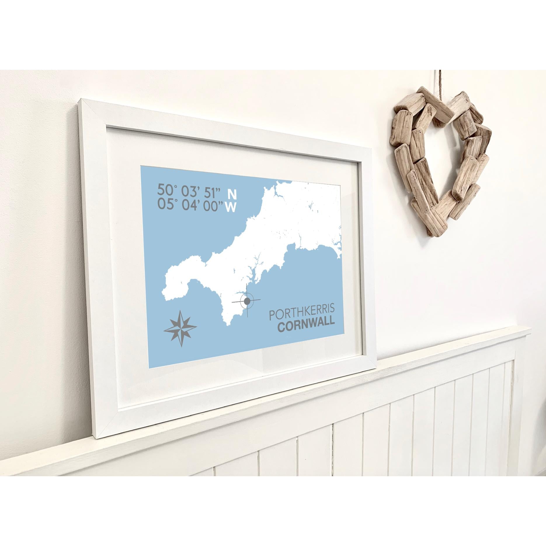 Porthkerris Coastal Map Print-SeaKisses